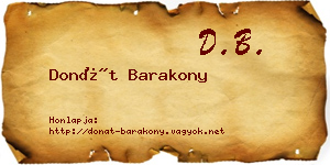 Donát Barakony névjegykártya